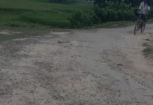 एक साल पहले बनी सड़क पहली बारिश में टूटी:ग्रामीणों में नाराजगी, गुणवत्ता पर उठे सवाल; आधा दर्जन गांवों को जोड़ती है सड़क