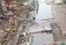 इंटरलॉकिंग सड़क टूटी:कीचड़-पानी से राहगीर परेशान, प्रधान ने नहीं सुनी शिकायत