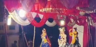 जमुनहा बाजार में गणेश चतुर्थी पर सजी झांकी:लखीमपुर के कलाकारों ने मन मोहा, देर रात तक जुटी रही भीड़