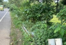 चरगाहवा नदी के पास टूटा डिवाइडर:महीनों से मरम्मत नहीं, रात में बढ़ता है खतरा; ग्रामीणों ने तत्काल ठीक करने की मांग की