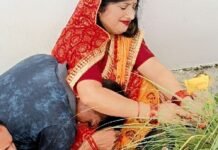 हलषष्ठी पर माताओं ने पुत्रों की लंबी उम्र के लिए:छावनी और अमोढ़ा में विधि-विधान से की पूजा, तिन्नी के चावल और महुआ का किया प्रयोग