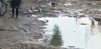 जमुनहा ब्लॉक मुख्यालय के सामने सड़क जर्जर, लोग परेशान:वीरगंज से कटरा माफी मार्ग पर गड्ढे, बरसात में बढ़ जाती है दिक्कत
