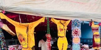 कान्हा के स्वागत को सजने लगे बस्ती के बाजार:स्टोन-नेट से वेलवेट तक आकर्षक पोशाकें, नए डिजाइन के झूले और सिंहासन खरीदने पहुंच रहे लोग