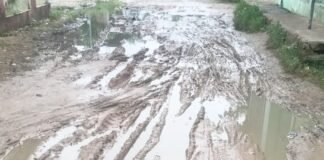 सर्रा कलां में सड़क पर गहरे गड्ढे, आवागमन ठप:मंदिर चौराहा से जंगल किनारे जाने वाला रास्ता कीचड़ से भरा