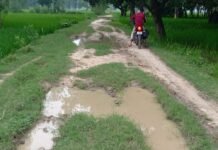 श्रावस्ती में चार गांवों को जोड़ने वाला मार्ग खस्ताहाल:बारिश से कीचड़ और दलदल में बदला, हजारों लोगों का आवागमन ठप