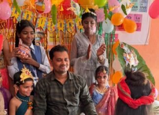 बहराइच में बच्चों ने राधा-कृष्ण बन जन्माष्टमी मनाई:ब्लू बेल्स मोंटेसरी स्कूल में धूमधाम से मना पर्व, दीं मनमोहक प्रस्तुतियां