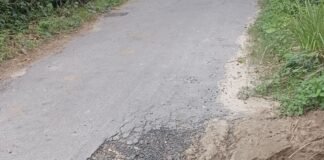 बस्ती में महुरैया-ब्रह्मदेव स्थान मार्ग पर बड़ा गड्ढा:दर्जनों गांवों के लोग परेशान, हादसे की आशंका