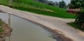 भोथीयाही से गुरली सड़क क्षतिग्रस्त:राहगीरों और किसानों को आने-जाने में दिक्कत, बाइक-ट्रैक्टर पलटने का डर