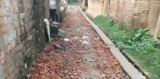 हुसैनपुर खुरुहरी में इंटरलॉकिंग में पीली ईंट का उपयोग:प्रधान और ठेकेदार पर भ्रष्टाचार का आरोप, ग्रामीणों ने की जांच की मांग