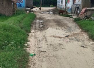लेहरा स्टेशन से मथुरा नगर जाने वाला मार्ग क्षतिग्रस्त:जगह-जगह गड्ढे बने, राहगीरों को परेशानी; ग्रामीणों ने निर्माण की मांग की