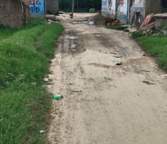 लेहरा स्टेशन से मथुरा नगर जाने वाला मार्ग क्षतिग्रस्त:जगह-जगह गड्ढे बने, राहगीरों को परेशानी; ग्रामीणों ने निर्माण की मांग की