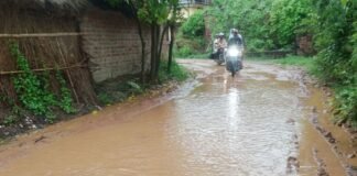 कीचड़ और जलभराव से राहगीर गिरकर:शिवजोत से भोजपुरी तक जाने वाला मार्ग कई सालों से खराब, पहले की मरम्मत भी बेअसर