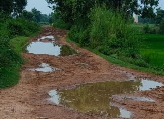 गौरा निपनिया-सोहसा मार्ग पर कीचड़ से भरा रास्ता:हल्की बारिश में ही बदहाल हुई सड़क, ग्रामीणों को 3 किमी अतिरिक्त चलना पड़ रहा