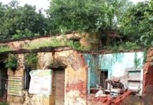 शिकारी चौड़ा में जर्जर समिति भवन की छत गिरी:हादसा टला, धान-गेहूं खरीद केंद्र निजी दुकान में लगता है