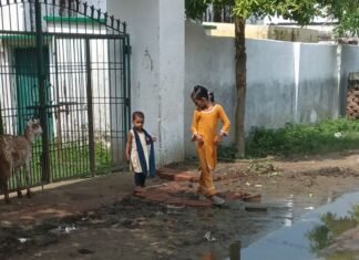 श्रावस्ती के मनवरिया दीवान में गंदगी और जलभराव:विद्यालय और सचिवालय के सामने कीचड़, बच्चों-ग्रामीणों को हो रही परेशानी