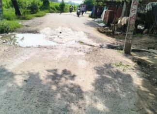 जयपट्टी में सड़क पर गहरा गड्ढा, जगह-जगह अतिक्रमण और पुल-पुलियों पर रेलिंग का अभाव