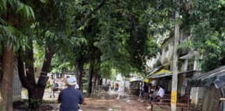 हरैया ग्राम न्यायालय परिसर में जलभराव से लोग परेशान:बारिश में परिसर बना ताल फरियादी; वकीलों, कर्मचारियों को काफी परेशानी