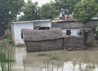 दुबौलिया में सरयू में बाढ़ से आधे दर्जन गांव डूबे:खेतों में पानी भरा, आवागमन पर असर; राहत-बचाव जारी