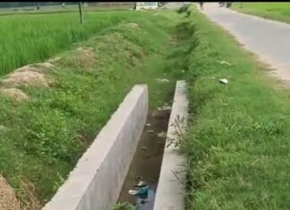 महराजगंज में अधूरी नाली से सड़क किनारे जलभराव:क्षेत्र पंचायत के विकास कार्य पर उठे सवाल, ग्रामीण बोले- जांच कर पूरा कराएं निर्माण