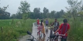 जलभराव से सड़क बदहाल:विशेश्वरगंज के रनियापुर से एक दर्जन गांवों को जोड़ने वाली सड़क पर चलना मुश्किल, ग्रामीणों ने मरम्मत की मांग की