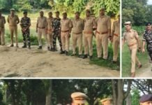 कोल्हुई पुलिस और SSB ने संयुक्त गश्त की:सीमा क्षेत्र में सुरक्षा व्यवस्था परखी, संदिग्ध हरकतों पर रखी नजर