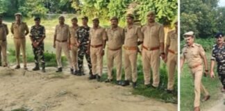 कोल्हुई पुलिस और SSB ने संयुक्त गश्त की:सीमा क्षेत्र में सुरक्षा व्यवस्था परखी, संदिग्ध हरकतों पर रखी नजर