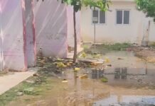 गिलौला सीएचसी में प्रसव कक्ष के बाहर पानी जमा:बदबू से मरीज और तीमारदार परेशान; अधीक्षक बोले- जल्द होगी सफाई