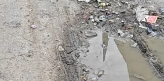 जलभराव से राहगीर परेशान:चंगहिया में सड़क पर गंदा पानी जमा