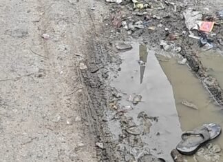 जलभराव से राहगीर परेशान:चंगहिया में सड़क पर गंदा पानी जमा