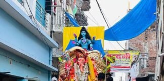 जमुनहा बाजार में निकली गणेश प्रतिमा विसर्जन यात्रा:श्रद्धालुओं ने लगाए गणपति बप्पा मोरया के जयकारे, भक्तिमय माहौल हुआ
