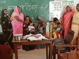 माहुआवा में अन्नप्राशन दिवस का आयोजन:छोटे बच्चों को पहली बार कराया गया अन्न ग्रहण, अभिभावकों को पोषण की जानकारी दी