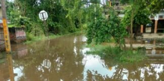 15 साल से सड़क की मरम्मत नहीं:3 दिन की बारिश ने बढ़ाई मुसीबत; स्कूल के रास्ते में घुटनों तक पानी, गंदे पानी से गुजर रहे बच्चे