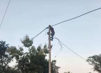 बस्ती के पोखरा बाजार में 8 दिन से बिजली गुल:ग्रामीण खुद विभाग के कर्मचारियों के साथ मिलकर व्यवस्था ठीक करने में जुटे।