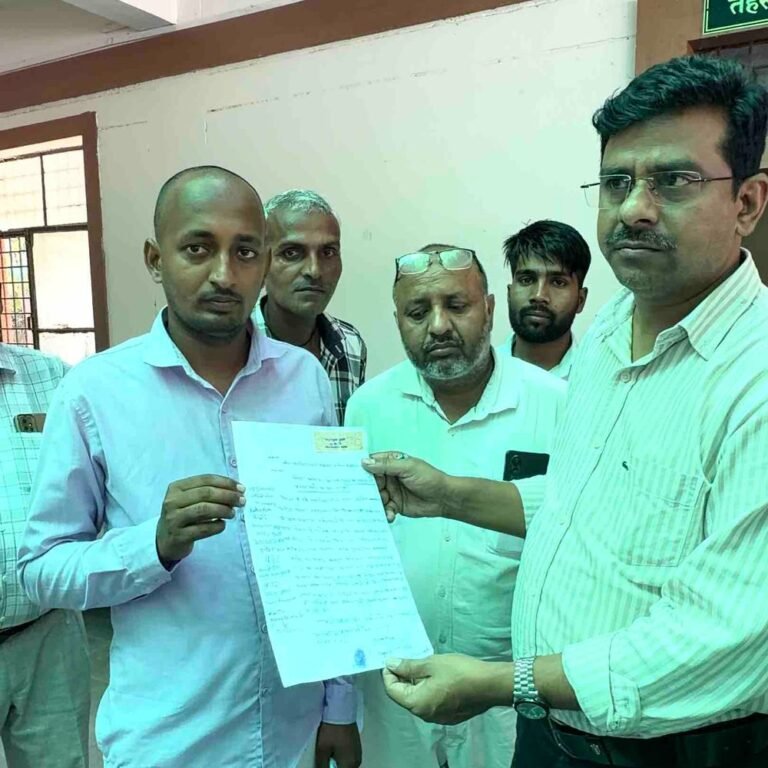 नवीन परती जमीन पर कब्जे की कोशिश का आरोप:ग्रामीणों ने तहसीलदार को ज्ञापन सौंपा, काली जी स्थान के पास होती हैं गांव की गतिविधियां