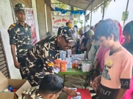 62वीं वाहिनी सशस्त्र सीमा बल द्वारा ग्राम सदाई पुरवा में मानव चिकित्सा शिविर का आयोजन किया गया