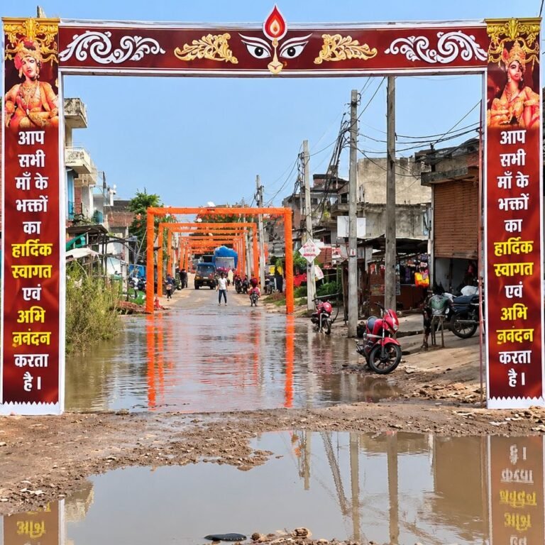 हुसैनाबाद बाजार मुख्य मार्ग पर जलभराव:नवरात्रि में श्रद्धालुओं की बढ़ सकती है परेशानी, कीचड़ से रास्ता मुश्किल