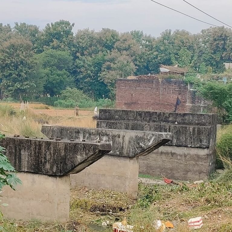 बलिया नाले पर चार साल से पुल अधूरा:महाराजगंज में सुभाष नगर और शिवनगर के लोगों ने निर्माण पूरा कराने की मांग की