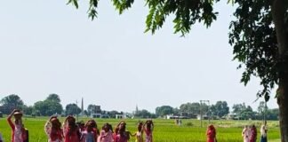 खड़सरी मंदिर से निकली कलश यात्रा:डीजे पर नाचते बच्चों ने लगाए जय माता दी के नारे, मधुबेनिया गांव के नाले से भरा जल खड़सरी मंदिर से निकली कलश यात्रा:डीजे पर नाचते बच्चों ने लगाए जय माता दी के नारे, मधुबेनिया गांव के नाले से भरा जल