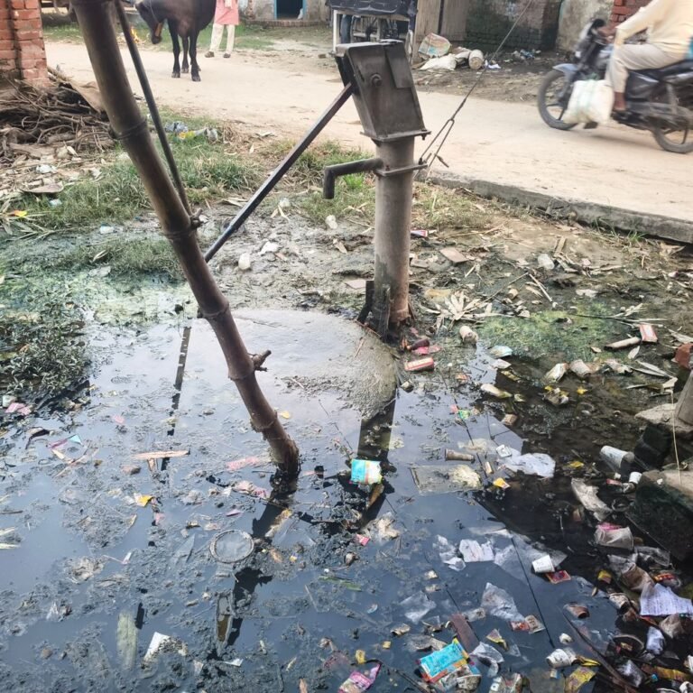 बस्ती के दुद्राछ गांव में बारिश से जलजमाव:सरकारी नल पर पानी भरा, मच्छर और कीड़े पनपने का खतरा बढ़ा