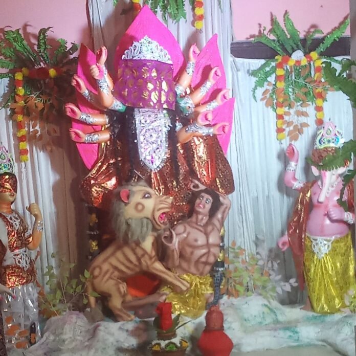 उदयपुर कला में मां दुर्गा प्रतिमा स्थापित:क्षेत्र में सुख-समृद्धि, शांति और खुशहाली बनाए रखने की प्रार्थना की