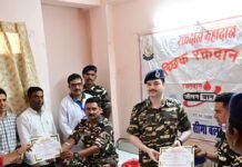 महराजगंज SSB में 9 यूनिट रक्त हुआ जमा:राष्ट्रीय स्वैच्छिक रक्तदान दिवस पर 22वीं वाहिनी SSB ने किया आयोजन