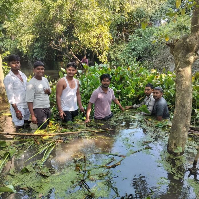 ग्रामीणों ने मछुई नदी की सफाई का बीड़ा उठाया:बस्ती में अस्तित्व बचाने के लिए खुद आगे आए, कई गांवों के लोग करते हैं मूर्ति विसर्जन