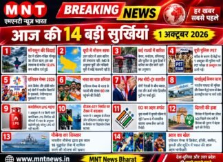 आज की 14 बड़ी सुर्खियां | 1 अक्टूबर 2026 | MNT News Bharat | देश-दुनिया और उत्तर प्रदेश की खबरें सबसे पहले