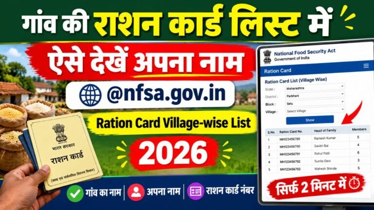 गांव की राशन कार्ड लिस्ट में ऐसे देखें अपना नाम @nfsa.gov.in, Ration Card Village-wise List 2026