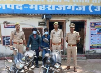 महराजगंज में दो चोरी मामलों में तीन आरोपी गिरफ्तार:दो बाइक और चोरी का घरेलू सामान बरामद, सभी को भेजा जेल महराजगंज में दो चोरी मामलों में तीन आरोपी गिरफ्तार:दो बाइक और चोरी का घरेलू सामान बरामद, सभी को भेजा जेल