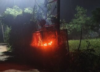 टीचर कॉलोनी में 250 केबीए ट्रांसफार्मर में लगी आग:वार्ड 11, 12 और 15 की बिजली सप्लाई ठप, 2000 आबादी प्रभावित
