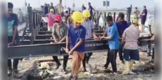 विक्रमशिला सेतु के चार स्पैन से बेली ब्रिज हटाने का काम शुरू
