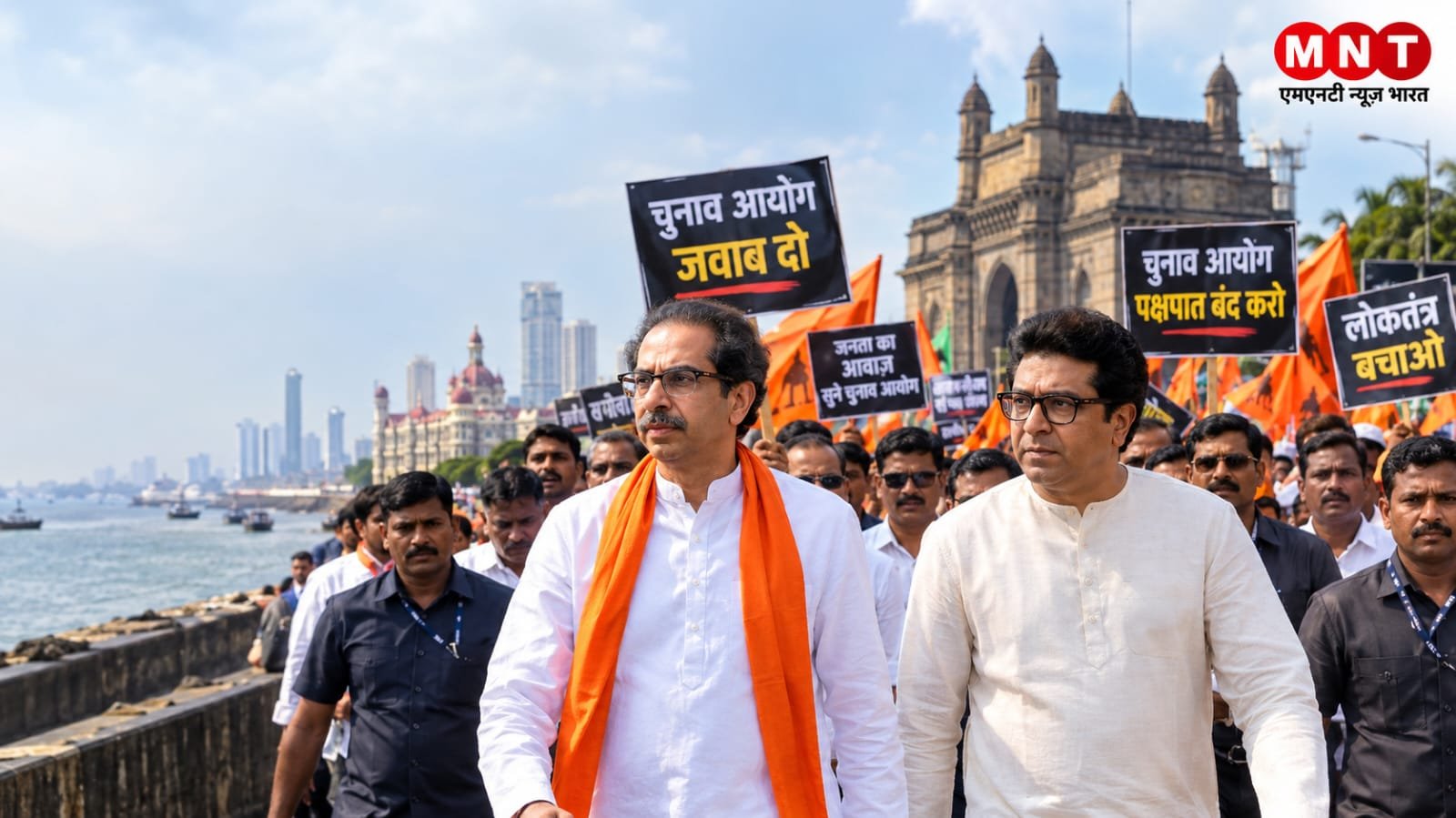 मुंबई में ठाकरे बंधुओं का शक्ति प्रदर्शन, उद्धव-राज ठाकरे का संयुक्त मार्च