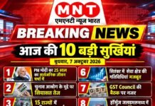 आज की 10 बड़ी सुर्खियां | बुधवार, 7 अक्टूबर 2026.. MNT NEWS BHARAT | देश-दुनिया की ताजा और विश्वसनीय खबरों के साथ।