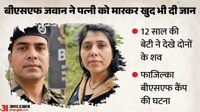 पंजाब:बीएसएफ जवान ने पत्नी का काटा गला, फिर खुद को गोली मारकर किया सुसाइड; सरकारी आवास की घटना - Bsf Jawan Kills Wife And Shoots Himself In Fazilka